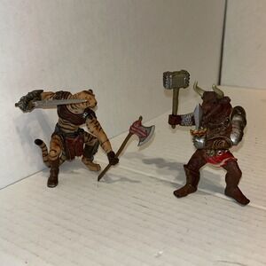 Papo Fantasy Medieval Minotaur & Tiger Man Figures 2006 mutant Warriors 38954